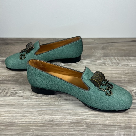 Cobra Society Teal Blue-Green Calf Hair Embellished Loafers - Size 6 - Picture 7 of 10